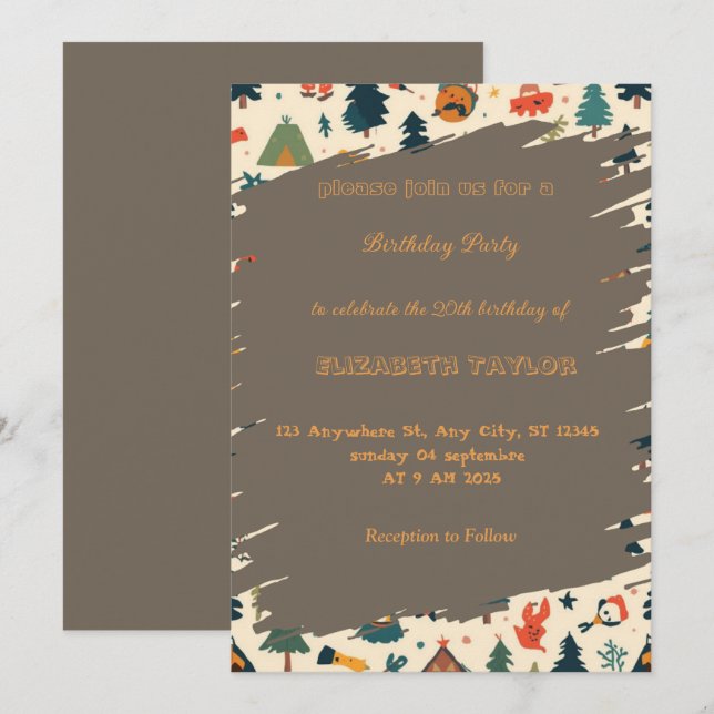 Convite scout Camping party birthday invitation (Frente/Verso)