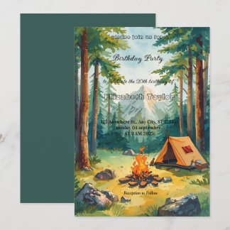 Convite scout Camping party birthday invitation
