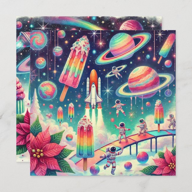 Convite Scrapbook Cósmico Imprimível (Frente/Verso)