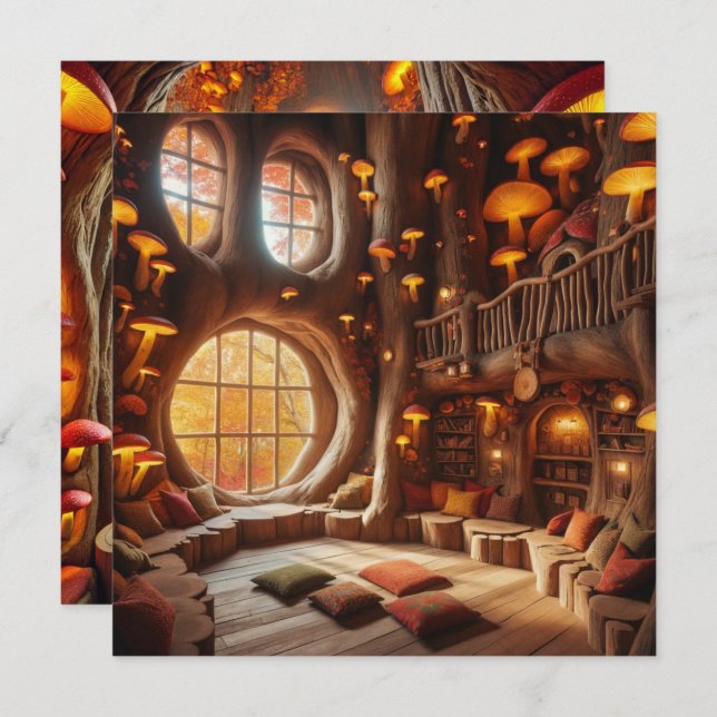 Convite Scrapbook de Árvore Hollow de outono Imprimível (Frente/Verso)