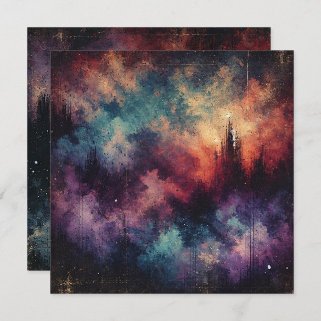 Convite Scrapbook de Tinta Distante de Queda Imprimível (Frente/Verso)