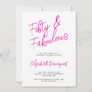 Convite Script 50 e Fabuloso Aniversário Preto e Rosa