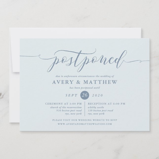 Convite Script Adiado à Cerimônia de Casamento e Recepção (Frente)