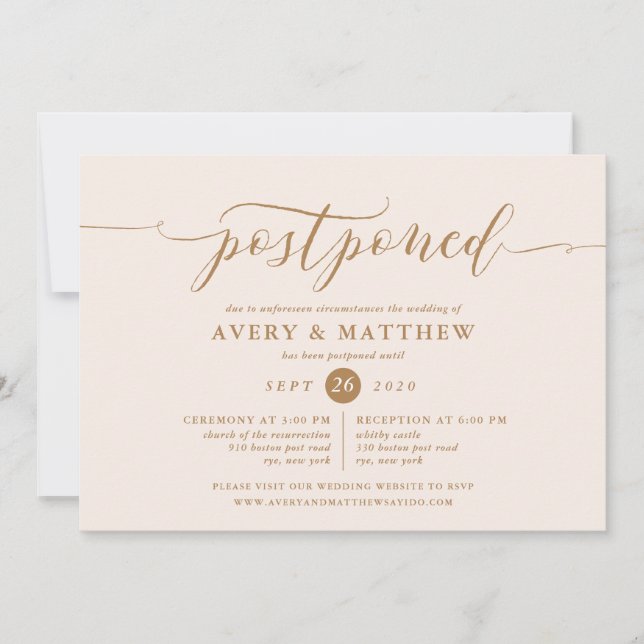 Convite Script Adiado à Cerimônia de Casamento e Recepção (Frente)