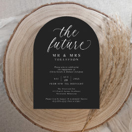 Convite Script Black and White Elegant Engagement Party