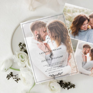 Convite Script Botânico Branco Branco Moderno Vellum 4 Fot