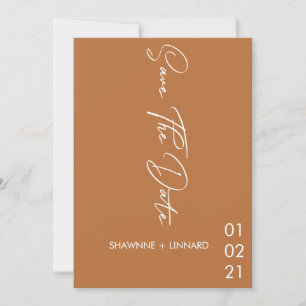 Convite Script Brown Terracotta Boho Salvar a Data Foto