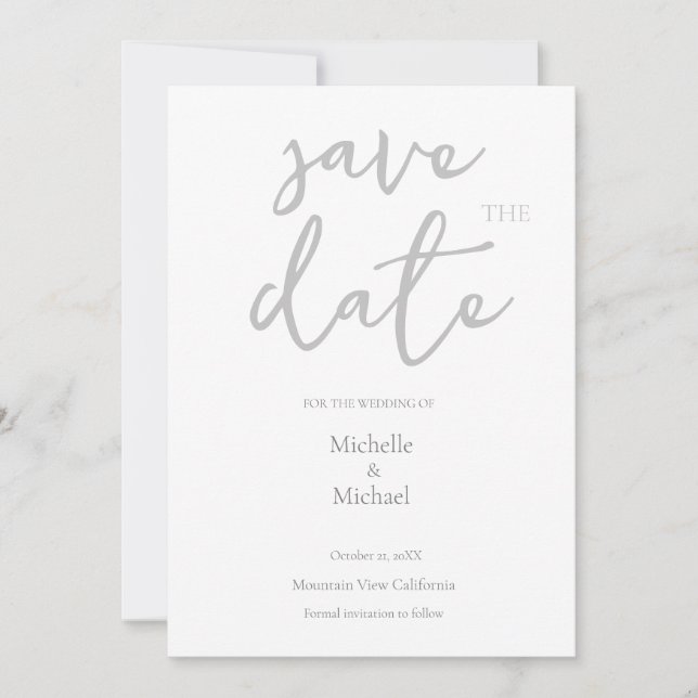 Convite Script Calliographic Wedding Modern Save the Date (Frente)