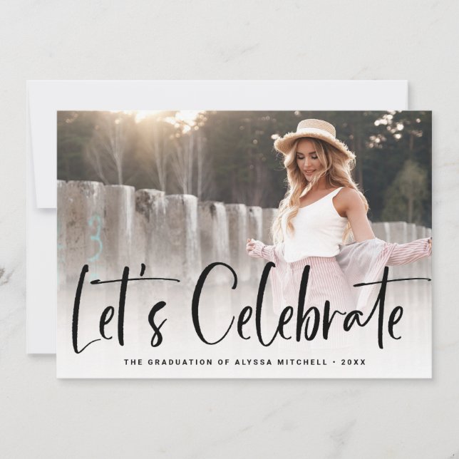 Convite Script Casual Preto | Duas Festas de formatura fot (Frente)