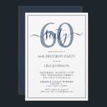 Convite Script Clássico Azul do Marinho de aniversário 60<br><div class="desc">Celebre o grande estilo 6-0! Leve a sua celebração de aniversário para o próximo nível com este 60º Convite de Script Clássico Azul do Marinho de Aniversário. Com uma caixa de texto azul Marinho clássica sobre fundo branco, detalhes personalizados podem ser incluídos em uma caligrafia moderna com letra de mão....</div>