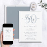 Convite Script Clássico Azul Dusty 50º Aniversário Formal<br><div class="desc">Celebre o grande estilo 5-0! Leve a sua celebração de aniversário para o próximo nível com este Convite formal de Script Clássico Azul Dusty 50º aniversário. Com uma clássica caixa de texto azul empoeirada sobre fundo branco, detalhes personalizados podem ser incluídos em uma caligrafia moderna, escrita à mão. Adicione um...</div>
