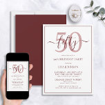 Convite Script Clássico de 50º Aniversário da Burgundy<br><div class="desc">Celebre o grande estilo 5-0! Leve a sua celebração de aniversário para o próximo nível com este Convite formal de Script Clássico de 50º aniversário da Burgundy. Com uma caixa de texto clássica e burgundy sobre fundo branco, detalhes personalizados podem ser incluídos em uma caligrafia moderna, escrita à mão. Adicione...</div>