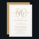Convite Script clássico Dourado de aniversário 50<br><div class="desc">Celebre o grande estilo 5-0! Leve a sua celebração de aniversário para o próximo nível com este Convite formal de Script Clássico de 50º aniversário Dourado. Com uma caixa de texto de ouro clássica sobre fundo branco, detalhes personalizados podem ser incluídos em uma caligrafia moderna com letra de mão. Adicione...</div>