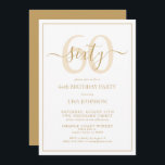 Convite Script clássico Dourado de aniversário de 60 anos<br><div class="desc">Celebre o grande estilo 6-0! Leve a sua celebração de aniversário para o próximo nível com este 60º Convite de Script Clássico Dourado de Aniversário. Com uma caixa de texto de ouro clássica sobre fundo branco, detalhes personalizados podem ser incluídos em uma caligrafia moderna com letra de mão. Adicione um...</div>