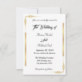 Convite Script Clássico e Motif Dourado Oriental