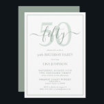 Convite Script Clássico Verde de 50 Horas de Aniversário<br><div class="desc">Celebre o grande estilo 5-0! Leve a sua celebração de aniversário para o próximo nível com este Convite formal de Script Clássico Verde da 50ª Sala de Aniversário. Com uma clássica caixa de texto verde sábio sobre fundo branco, detalhes personalizados podem ser incluídos em uma caligrafia moderna, escrita à mão....</div>