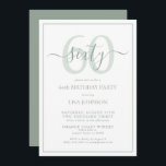 Convite Script Clássico Verde de sábado de 60 anos<br><div class="desc">Celebre o grande estilo 6-0! Leve a sua celebração de aniversário para o próximo nível com este 60º Convite de Script Clássico Verde da Sage de Aniversário. Com uma clássica caixa de texto verde sábio sobre fundo branco, detalhes personalizados podem ser incluídos em uma caligrafia moderna, escrita à mão. Adicione...</div>