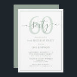 Convite Script Clássico Verde de sábado de 60 anos<br><div class="desc">Celebre o grande estilo 6-0! Leve a sua celebração de aniversário para o próximo nível com este 60º Convite de Script Clássico Verde da Sage de Aniversário. Com uma clássica caixa de texto verde sábio sobre fundo branco, detalhes personalizados podem ser incluídos em uma caligrafia moderna, escrita à mão. Adicione...</div>