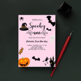 Convite Script com Heart Spooky One Halloween Birthday