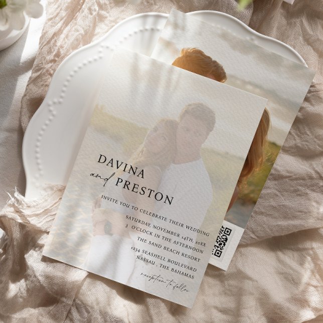 Convite Script Contemporâneo Moderno com duas Fotografias  (Criador carregado)