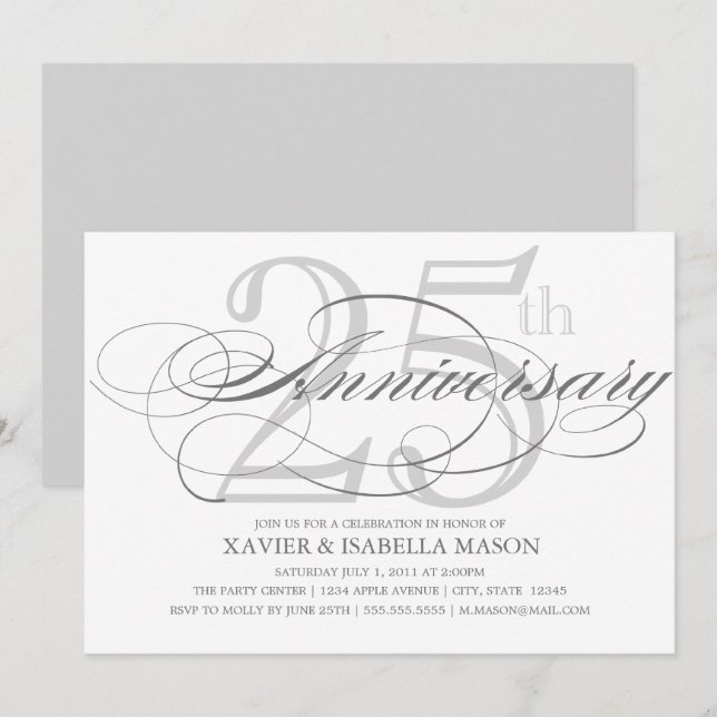 Convite Script de Aniversário de 25 (Frente/Verso)