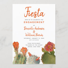 Convite Script de Aquarelas do noivado Fiesta Cactus Flowe