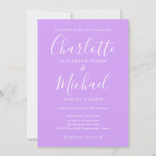 Convite Script de Assinatura Casamento Chic Lavanda Lilás
