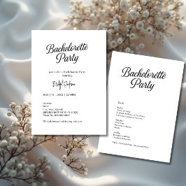 Convite Script de Bachelorette Preto e Branco do eterno