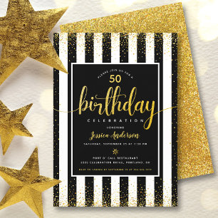 Convite Script de brilho de ouro de aniversário no ano per