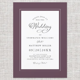 Convite Script de Caligrafia Chic de Casamento Roxo Elegan