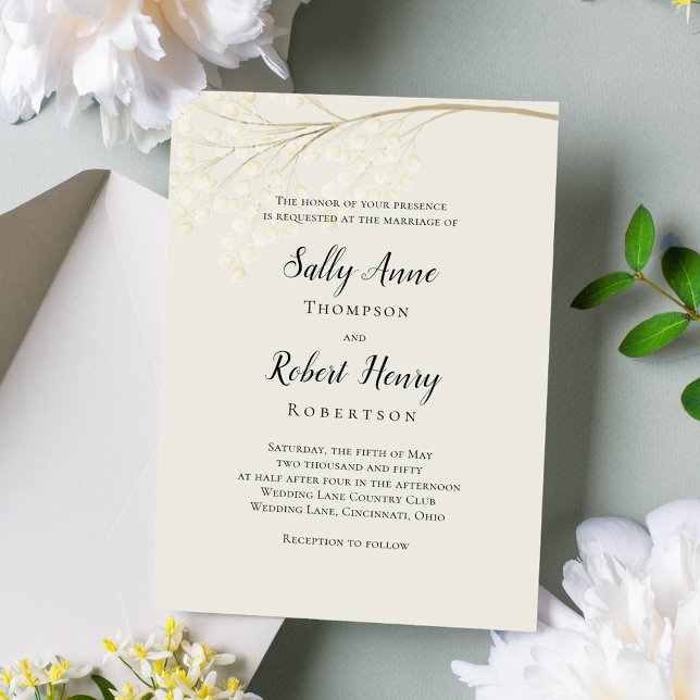 Convite Script de Caligrafia Clássica Verde Elegante Sage (Simple and elegant sage green and cream foliage wedding invitation.)