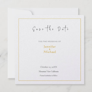 Convite Script de Caligrafia Dourada de Casamento Salvar a