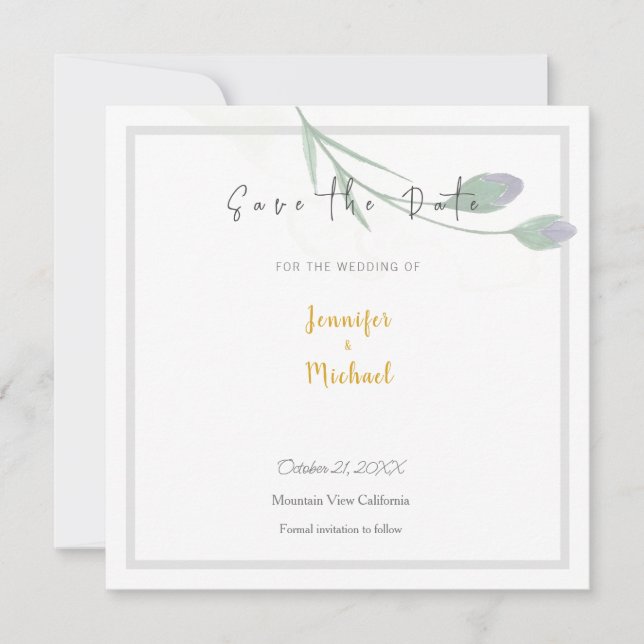 Convite Script de Caligrafia Dourada de Casamento Salvar a (Frente)