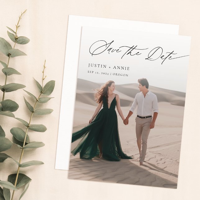 Convite Script de Caligrafia Moderna 2 Fotografia Salvar A (Criador carregado)