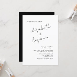 Convite Script de Caligrafia Simples e Elegante para Casam