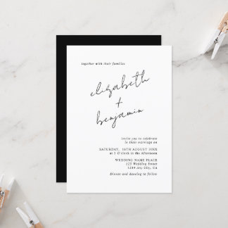 Convite Script de Caligrafia Simples e Elegante para Casam