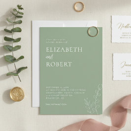 Convite Script de Casamento Floral de Sage Simples Elegant