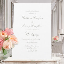 Convite Script de Casamento Linen Branco Clássico