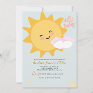 Convite script de Chá de Bebê Sunshine Simples Moderno ele