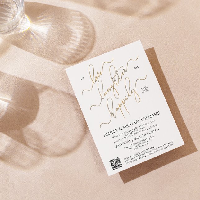 Convite Script de Código QR Elegante Feliz Nunca Depois da (United in Love! Now, Let's Share Laughter and Happily Ever After. Join Our Celebration! 💕🎉)