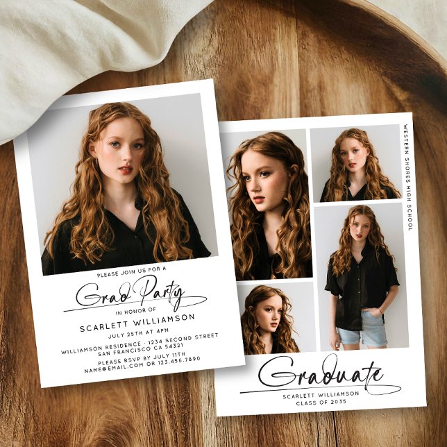 Convite Script de Colagem de Fotografias do Modern Festa d (Criador carregado)