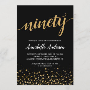 Convite Script de Confetti Dourado Elegante Elegante de An