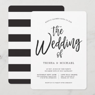 Convite Script de dança em preto Casamento branco com dis