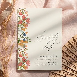 Convite Script de Flor Silvestre para Salvar a Data