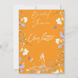 Convite script de flores silvestres brilhantes e ousadas n