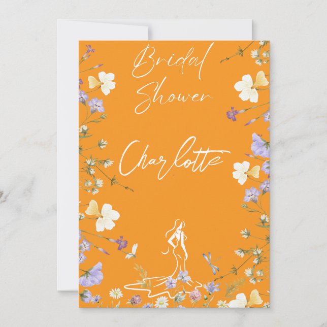 Convite script de flores silvestres brilhantes e ousadas p (Frente)