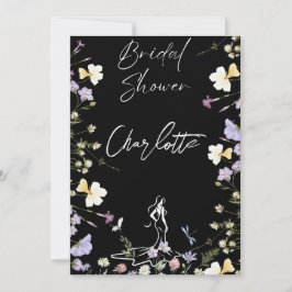 Convite script de flores silvestres brilhantes e ousadas p