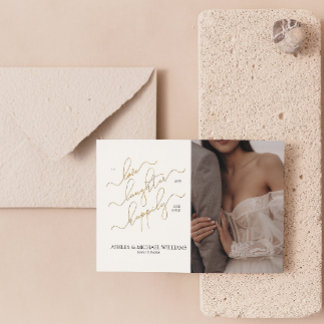 Convite Script de Foto do Código QR 2 Elegante Feliz Nunca