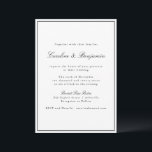 Convite Script de Fronteira Clássica Casamento Elegante Tu<br><div class="desc">Convite Elegante de Script Tradicional Clássico com Limite Estreito em Detalhes de RSVP em Preto e Online</div>