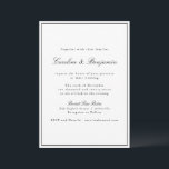 Convite Script de Fronteira Clássica Casamento Elegante Tu<br><div class="desc">Convite Elegante de Script Tradicional Clássico com Limite Estreito em Detalhes de RSVP em Preto e Online</div>